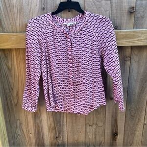Boden Pink/Burgundy Geometric Patterned Women's Blouse - size 8